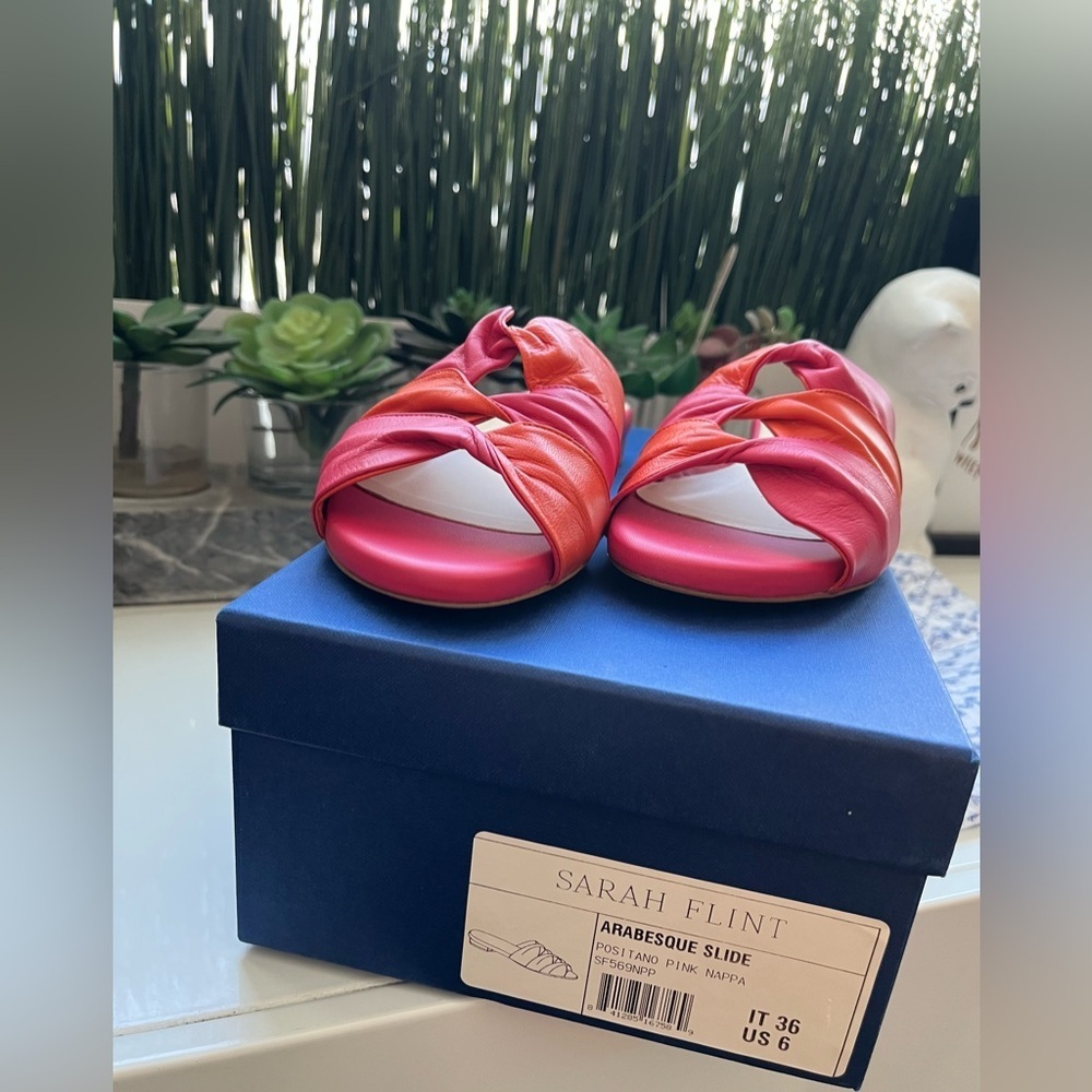 Nib Sarah Flint Arabesque Slide Positano Pink Leather Sandals It 36 Us 6 — image 4 of 7